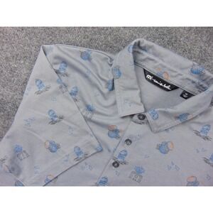 TravisMathew Polo Mens Med Gray Pineapple Drink Pattern Golf Shirt